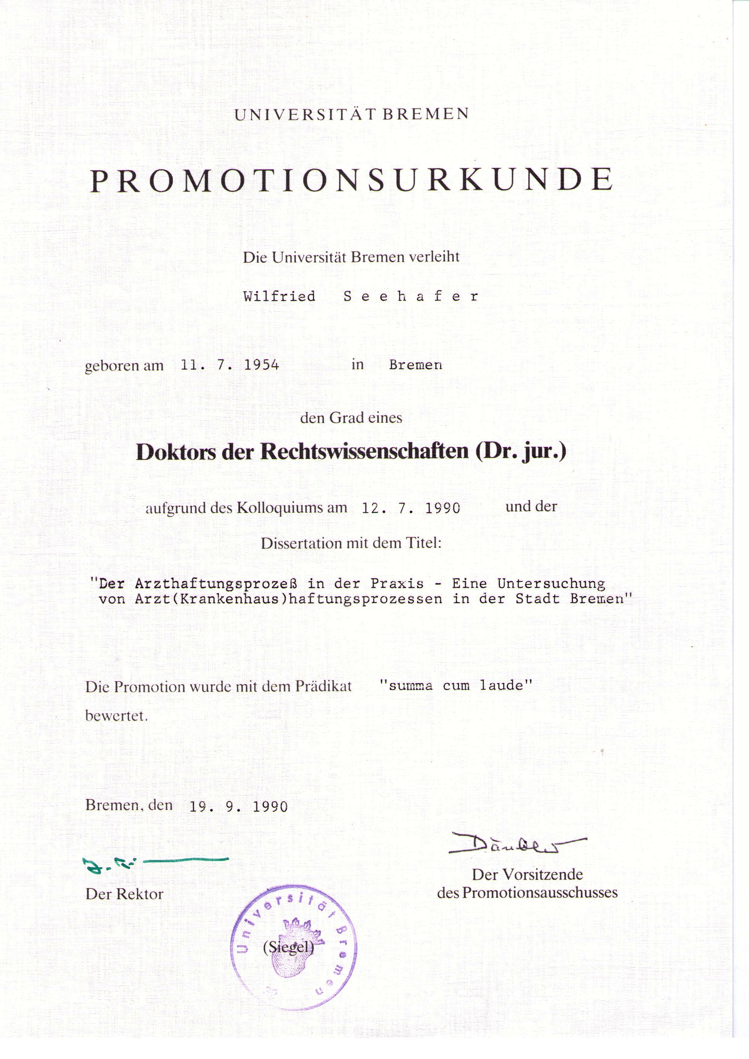 Promotionsurkunde